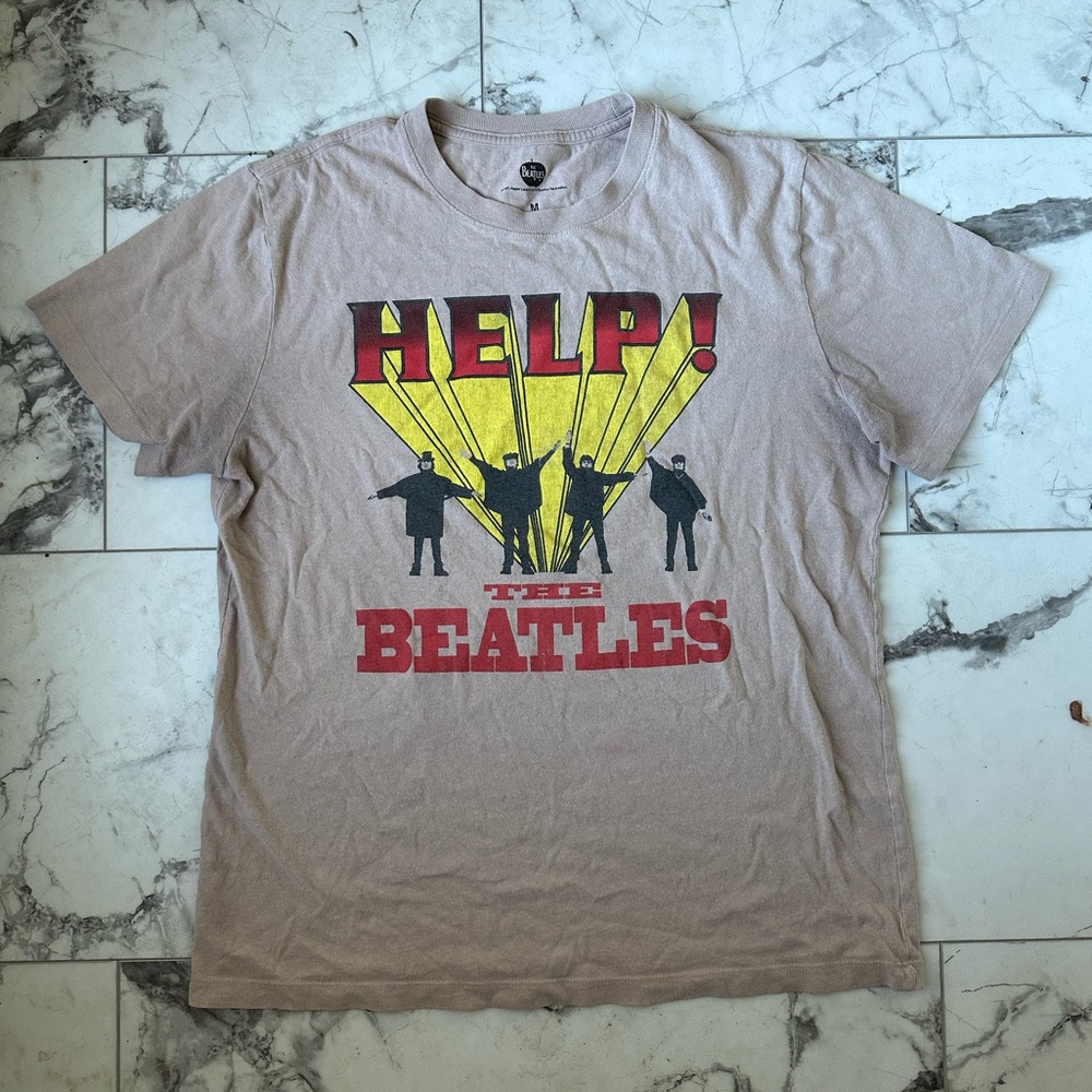 Beatles HELP! T Shirt Beige Size Medium